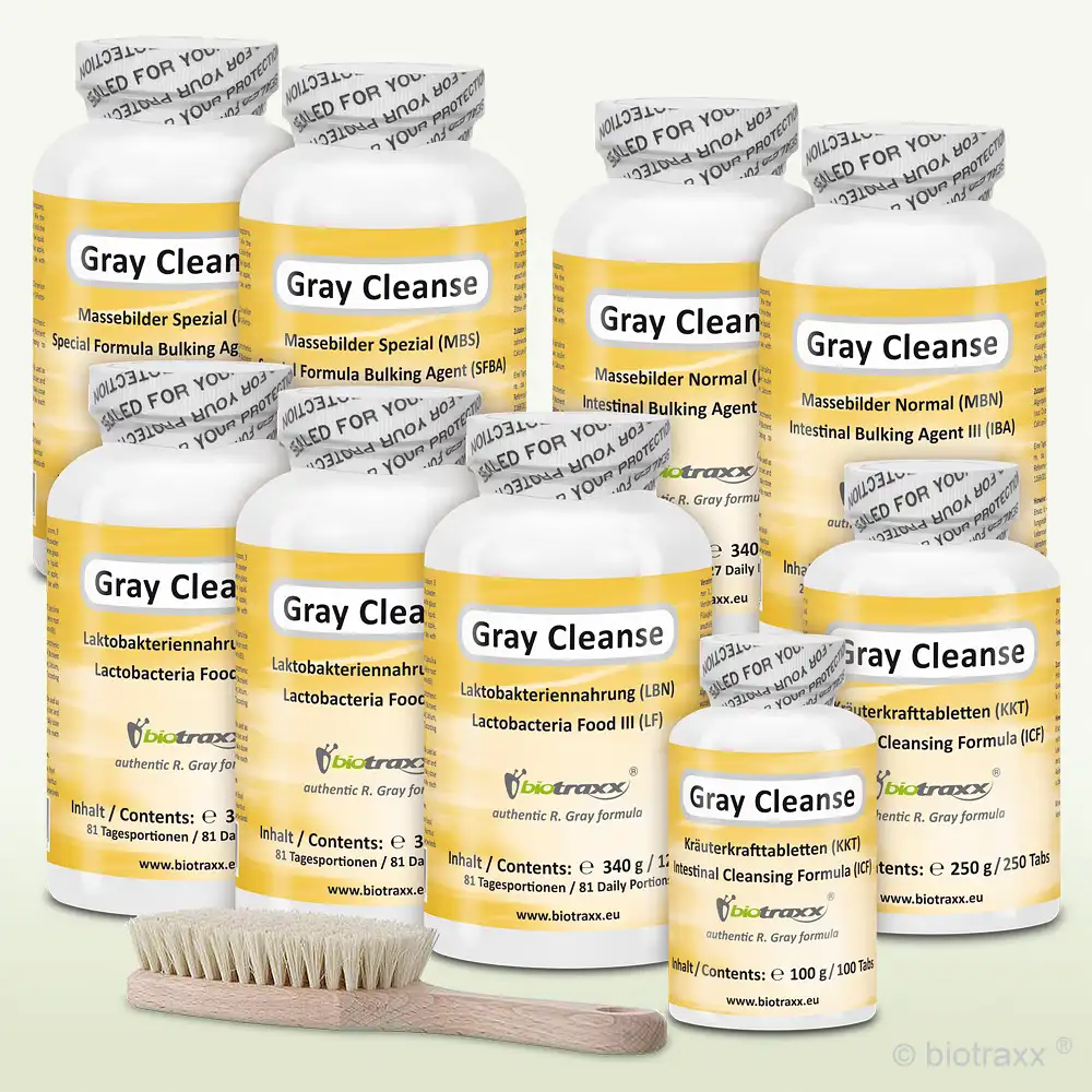 Gray Cleanse Total Pack plus. Specially designed treatment protocol (3 – 5 months) for individuals with mild intestinal issues and increased sensitivity to detoxification.