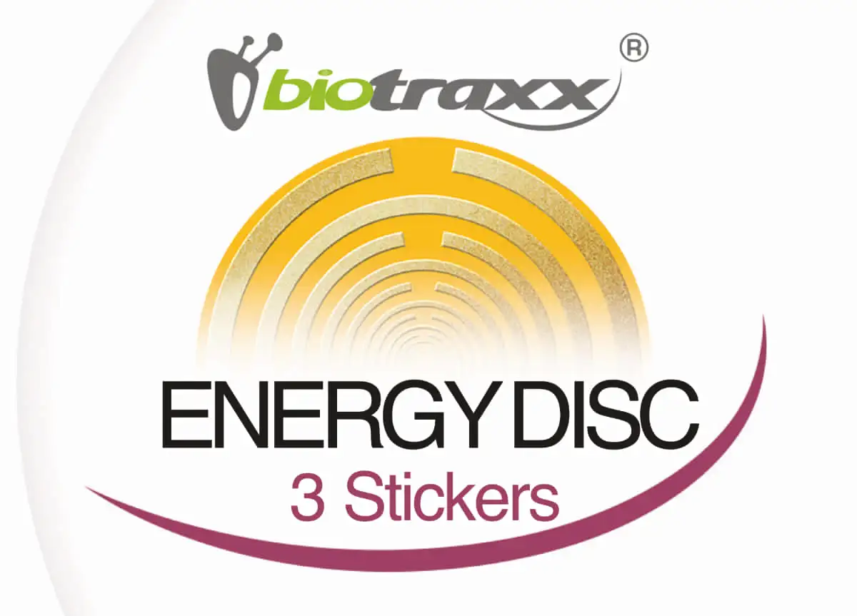 Biotraxx Energy Disc Sticker Packaging Headline