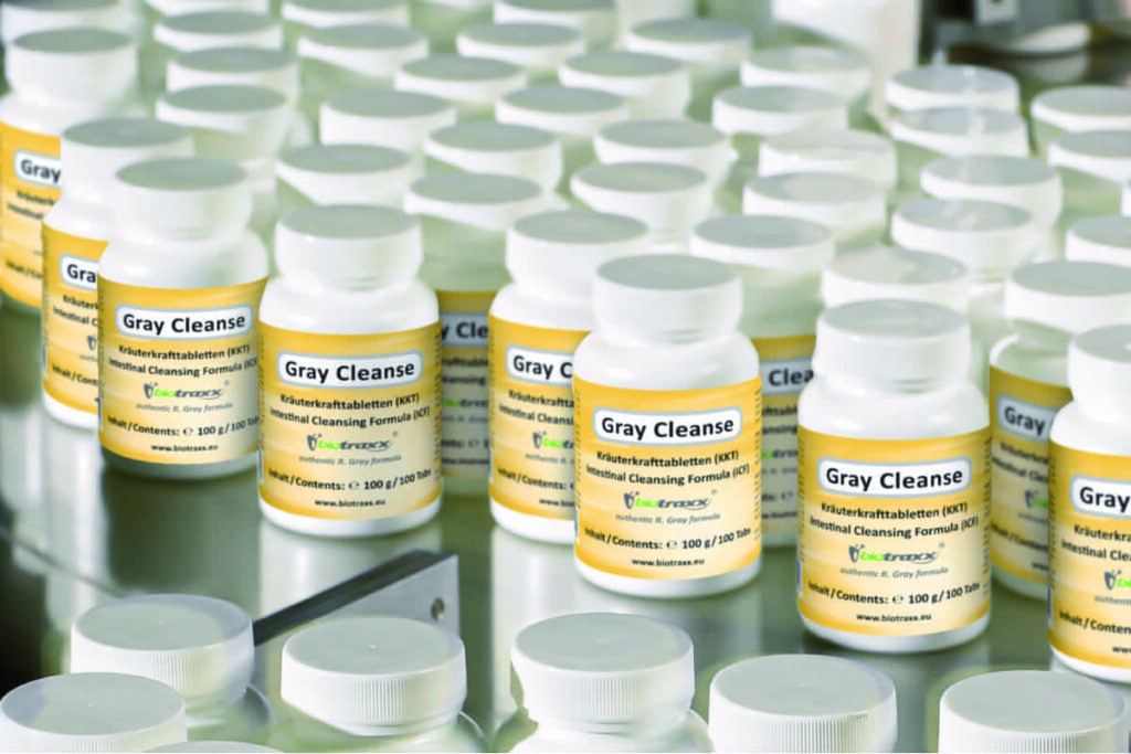 Biotraxx Production Process HDPE bottled Gray Cleanse tablets